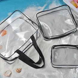 Storage Bags 3Pcs/set Travel PVC Cosmetic Women Transparent Clear Zipper Makeup Organizer Bath Wash Make Up Tote Handbags Case