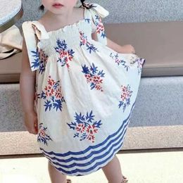 Girl's Dresses Girls Dress Flower Crumpled Stripe Suspender Princess Party Dress 2021 Summer New Fashion Toddler Baby Kids ChildrenS Clothing