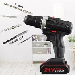 21V Electric Impact Cordless Drill Highpower Lithium Battery Wireless Rechargeable Hand Home DIY Power Tools 240407