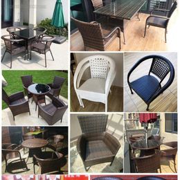 Tea Chair Balcony Casual Backrest Chair Outdoor Rattan Simple Open-air Garden Courtyard Table And Chair For The Elderly Single