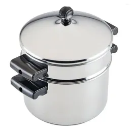 Double Boilers Stack 'n' Steam Stainless Steel Saucepot With Steamer Insert Set Quick Heating Durable Construction Classic Design Easy