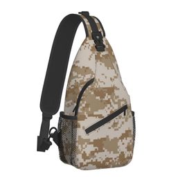 Cool Digital Desert Camo Crossbody Sling Backpack Men Military Camouflage Shoulder Chest Bags for Travelling