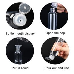 5/10pcs Clear Plastic Travel Bottles with Flip Cap Portable Containers with Funnel and Labels for Shampoo Conditioner Cosmet