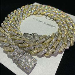 2024 Wholesale Iced Out Hip Hop Jewelry Moissanite Diamond Chain Cuban Necklace Vvs Moissanite S925 Miami Cuban Link Chain