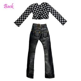 NK New Barbies Outfit For 1/6 BJD Doll Black Shirt+Long Jeans Trouseres Casual Clothes for Barbie Doll Accessories Toys