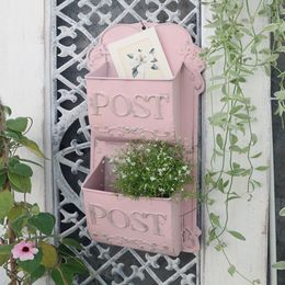 Outdoor Garden Retro Mailbox Decorative Wall Mounted Metal Country Post Box