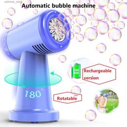 Sand Play Water Fun Bubble Machine Blower for Kids Toddlers Rechargeable Battery(include)Automatic 90/180 Rotating20000+ Bubbles Per Minute L47