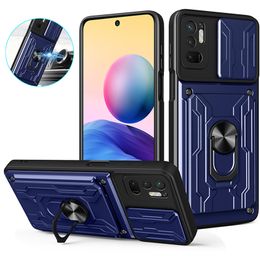 For Xiaomi Poco M3 Pro 5G Case Magnetic Holder Ring Armor Card Slot Phone Cases For Pocophone M3 M 3 Pro Slide Camera Back Cover