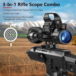 4-12x50EG Tactical Optical Riflescope with Red Green Laser Sight Red Green Illuminated Combo Hunting Scopes Red Green Dot Sight