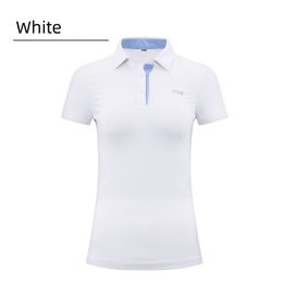 PGM Ladies Short-Sleeved T Shirt Summer Golf Shirts Sports Slim Clothes Women Quick-Dry Breathable Lapel Tops Golf Clothing