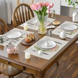 Table Mats 1PC Meal Mat Easter Waterproof Linen Decorative Placemat