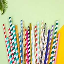 Drinking Straws 100Pcs Paper Disposable Beverage Wedding Decor Mixed Colors Party Supplies