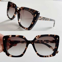 Sunglasses Cat eyes with symbolic sunglasses square acetate frame path legs fashionable men s and women s gradient Oculos de sol SPR 23Z with a metal triangle on the fro