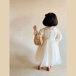 Girl's Dresses Childrens Dress Sweet Clothing For Girls Long Sleeve Toddler 1-10years Old 2024 Spring Summer Girls Dress With Peter Pan Collar