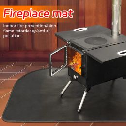 Fireproof Hearth Rug Flame Resistant Fireplace Rug Half Round Floor Protective Rug 2-Layer Fiberglass Fireproof Wood Stove Mat