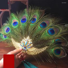 Decorative Figurines Peacock Feather Fan Open Screen Phoenix Hand-held Accessories Female Chinese Style Costume Shooting Po Home Decorations