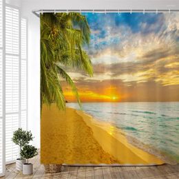 Shower Curtains Ocean Landscape Print Curtain Polyester Bathroom Set Fabric Toilet Kitchen Products With Hooks
