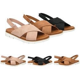 2024 womens designer sandals classical slippers GAI brown black beige ladies flats fashion platform slides size 36-42