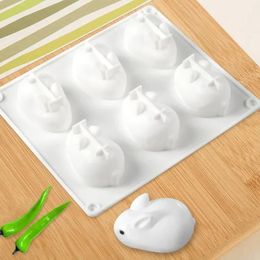 6-Cavity Silicone Cake Moulds for Baking Dessert Mousse New Decorating Moulds 3D Small Bunny Rabbit Shape Chocolate Bakeware Tool