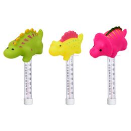 448B Floating Pool Thermometer Dinosaur Easy Read for Water Temperature with String for Outdoor Indoor Swimming Pools Spas