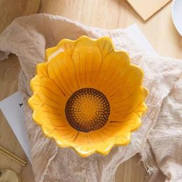 Bowls Nordic Home Decorations Ceramic Sunflower Bowl Dining Table Decoration Ins Style Fruit Salad Snack Tableware Kitchen