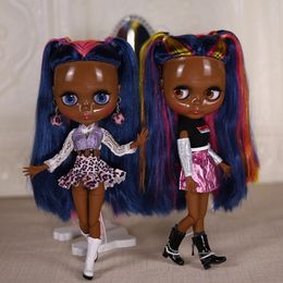 ICY DBS Blyth Doll 16 Joint Body Specials 30cm super black skin colorful hair BJD toys fashion gifts 240409