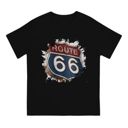 U S Route 66 Road Sign Art Tshirt Graphic Men Tops Vintage Homme Summer Polyester Clothes Harajuku T Shirt