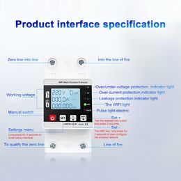 Tuya WiFi Intelligent Reclosing Protector Current Voltage Monitoring Circuit Breaker Switch Power Metre Protections APP Control