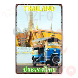 YZFQ Bangkok Pattaya City Metal Sign Vintage Thailand Scenic Spot Poster Home Decor Custom Travel Plaque 8 X 12 Inch KJ-0504B