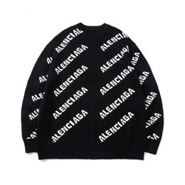 800g designer Sweater Balencaiiga Sweaters High Quality classic Paris loose Label Family Thickened Double Layer Bullet Screen Letter Jacquard Loose Fit b Mens HEV7