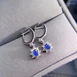 Stud Earrings The Party Gift Real Natural Sapphire Earring 925 Sterling Silver