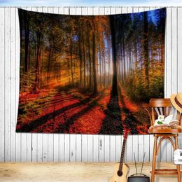 Forest Tapestries Tapestry Romantic Autumn Landscape Fallen Leaves Home Tapestry for Bedroom Living Room Backdrop Aestheticism Decorations R0411