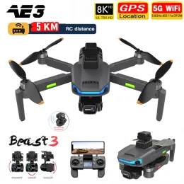 Drones Ae3 Pro Max Gps Drone 8k Dual Hd Camera 3axis Gimbal Brushless Obstacle Avoidance Aerial Photography Helicopter Rc Quadcopter