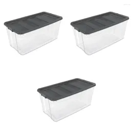 Storage Bottles 200 Quarts. Plastic Stacking Box Light Grey 3-piece Set Durable Sturdy And Securely Stacked