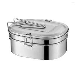 Dinnerware Lunch Box Double Portable Cooker With Handle Stainless Steel Large Capacity