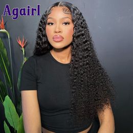Highlight Blonde with Black Human Hair Water Wave Lace Front Wigs For Women 5X5 Closure Wig 30 32 Inch Deep Curly Frontal Wigs