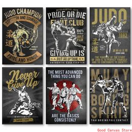 Martial Art Advertising Design Canvas Painting Muay Thai Judo Karate Taekwondo Prints and Posters Wall Art Bar Club Home Decor