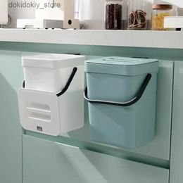 Waste Bins 5L Wall Mounted Trash Can Kitchen Cabinet Punch-free Bucket For Bathroom Recyclin Hanin Trash Bins Kitchen Accessories L49