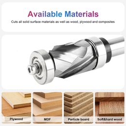 1PC Dreanique Router Bit Two Flute Flush Trim Wood Milling Cutter UP&DOWN Cut Mill with Bearing 1/4 1/2 Shank Spiral End Mill