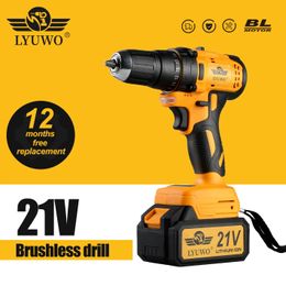 LYUWO Lithium Brushless Hand Electric Drill Impact Multifunctional Screwdriver Charging Tool 240402