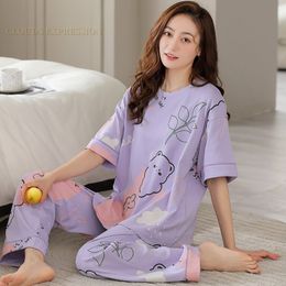 Spring Autumn Elegant Pajama Young Womens Pajama Sets Pyjamas Femme Round-neck Sleepwear Female Loungewear Pijama Mujer Homewear