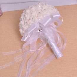 Decorative Flowers 1pcs Bridal Wedding Bouquet Festival Valentine's Day Korean Lace Rhinestone Bridesmaid