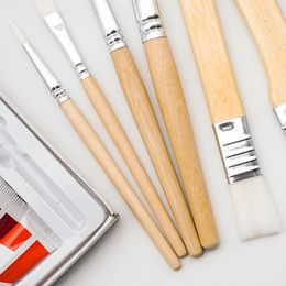 6Pcs Durable Paint Brush Comfortable Grip Painting Firm Structure Watercolour Drawing Brush Set