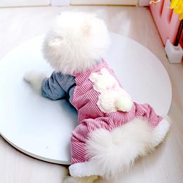 Dog Apparel Puppy Clothes Pattern Warm Thicken Plush Overalls Jacket Fit Small Cat Winter Pet Costume Coat Jumpsuit