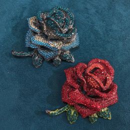 Fashionable Retro Rhinestone Rose Brooch Flower Personalized Pin Wedding Queue Gift Clothing Accessories Universal