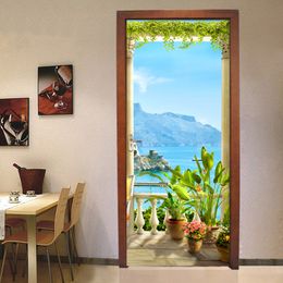 3D Wallpaper Beautiful Seaside Scenery Photo Door Sticker Mural Living Room Bedroom Decor PVC Self Adhesive Waterproof Decal