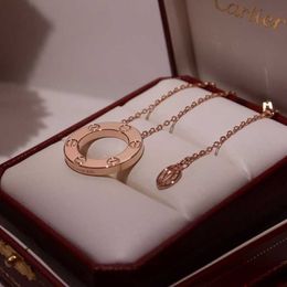 Designer charm High version Carter V gold plated 18K rose round cake necklace womens classic three diamond full collarbone chain fashionable