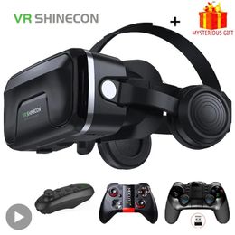 Shinecon Viar 3D Virtual Reality VR Glasses Headset Devices Helmet Lenses Goggles Smart For Smartphones Phone With Controllers 240410