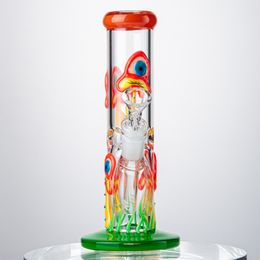 8.7Inch Straight Percolator Glass Bong Diffused Downstem 3D Print Glow in the Dark 18mm Female Joint LXMD20104 6 7