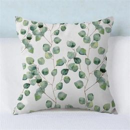 Pillow Throw Pillowcase Long-lasting Stylish Plant Leaf Print Set For Chair Sofa Decor Non-fading